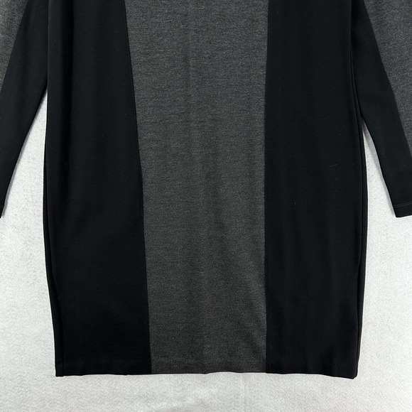 ISDA & CO Midi Sheath Dress Womens 1X Gray Black Color Block‎ Knit Long Sleeve - Picture 4 of 14